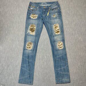 Robin's Jean Blue Straight Leg Jeans with Gold Accents